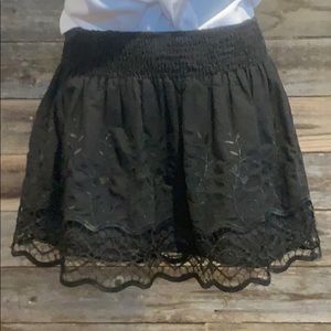 Rachael & Chloe Black Mini Skirt w/ Flowers & Lace